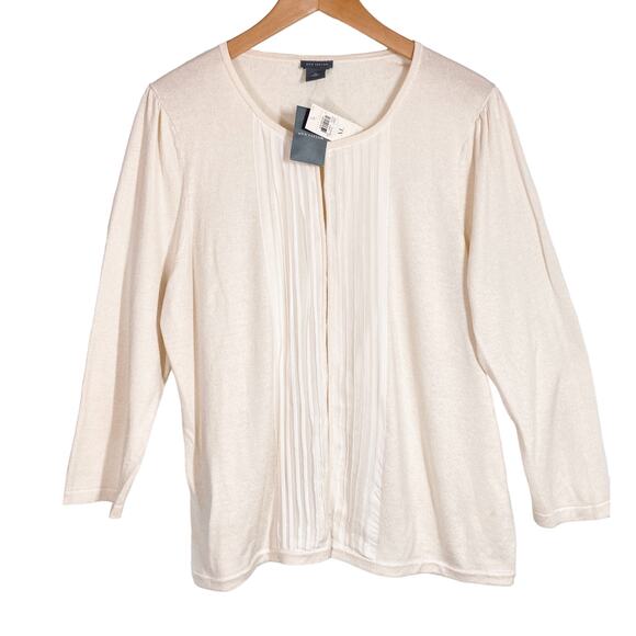 NWT Ann Taylor Ivory Cardigan Silk and Cashmere Tuxedo Front Size XL - Picture 1 of 8